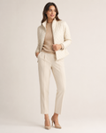 Woman wearing the Dezire Alpine ivory quilted jacket