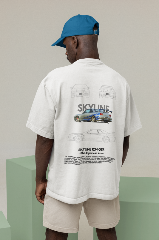 Nissan Skyline R34 GTR  - Graphic Printed Oversized T-Shirt