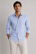 BE/1 Textured Linen Shirt - Sky Blue product image