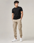 DEZIRE stone jogger cargo pants for men on a studio model