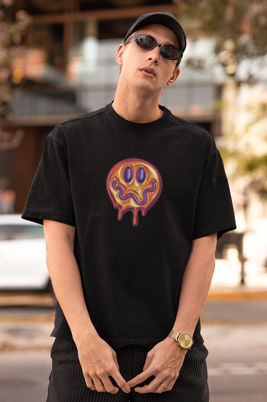 Confused Face  - Graphic Printed Oversized T-shirt