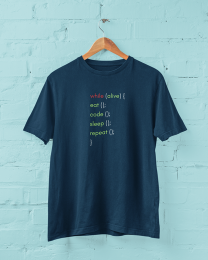 Eat - Code - Sleep - Repeat - Graphic Printed T-Shirt