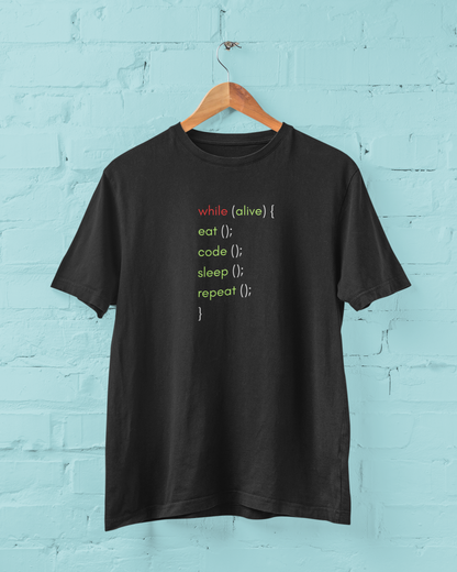 Eat - Code - Sleep - Repeat - Graphic Printed T-Shirt