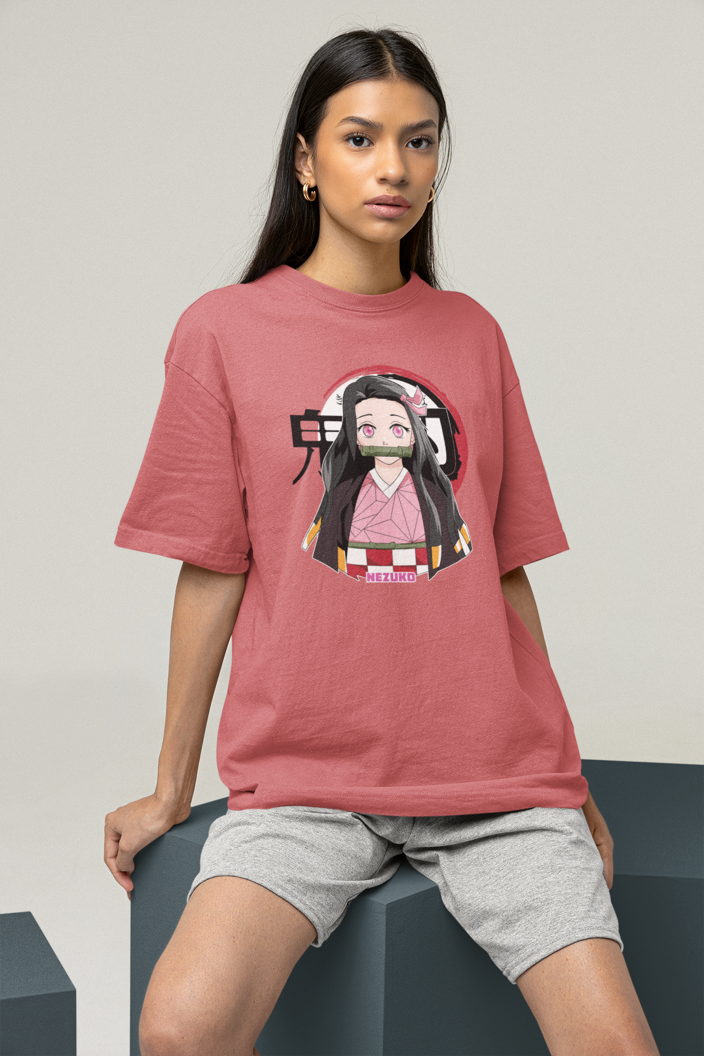 Demon Slayer - Nezuko Chan Graphic Printed Oversized T-shirt