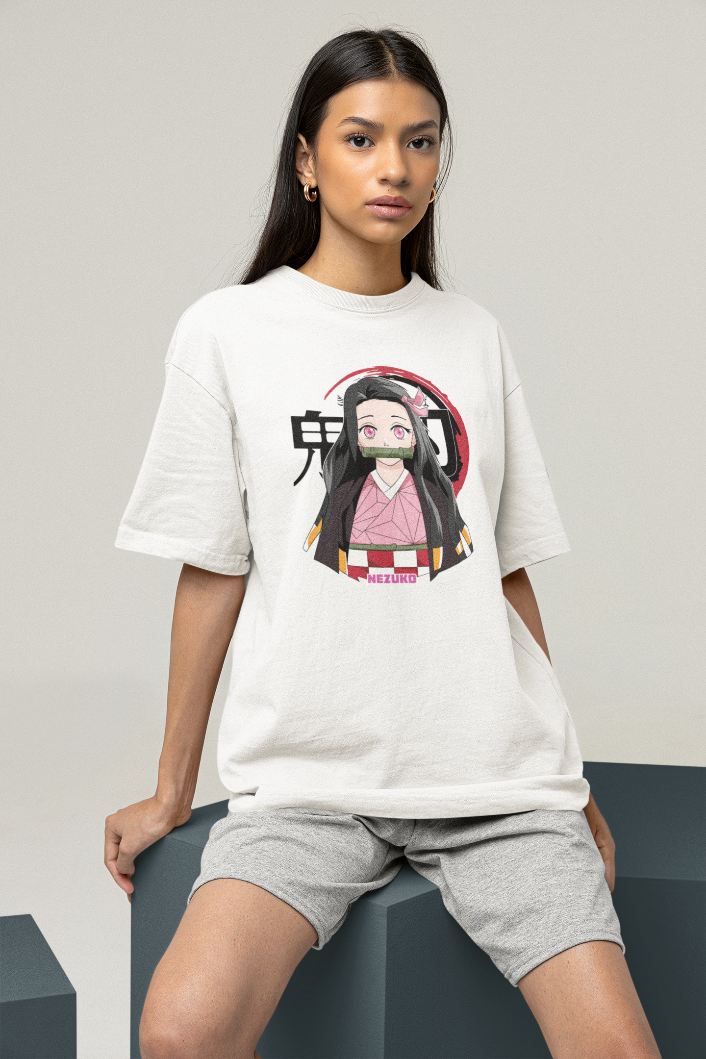 Demon Slayer - Nezuko Chan Graphic Printed Oversized T-shirt